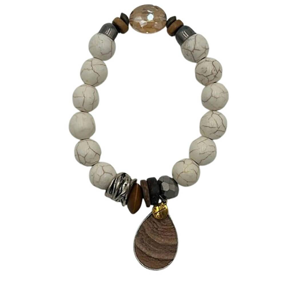 NEW LEGEND OR LIES women's pearlized beaded with dangle stretch bracelet